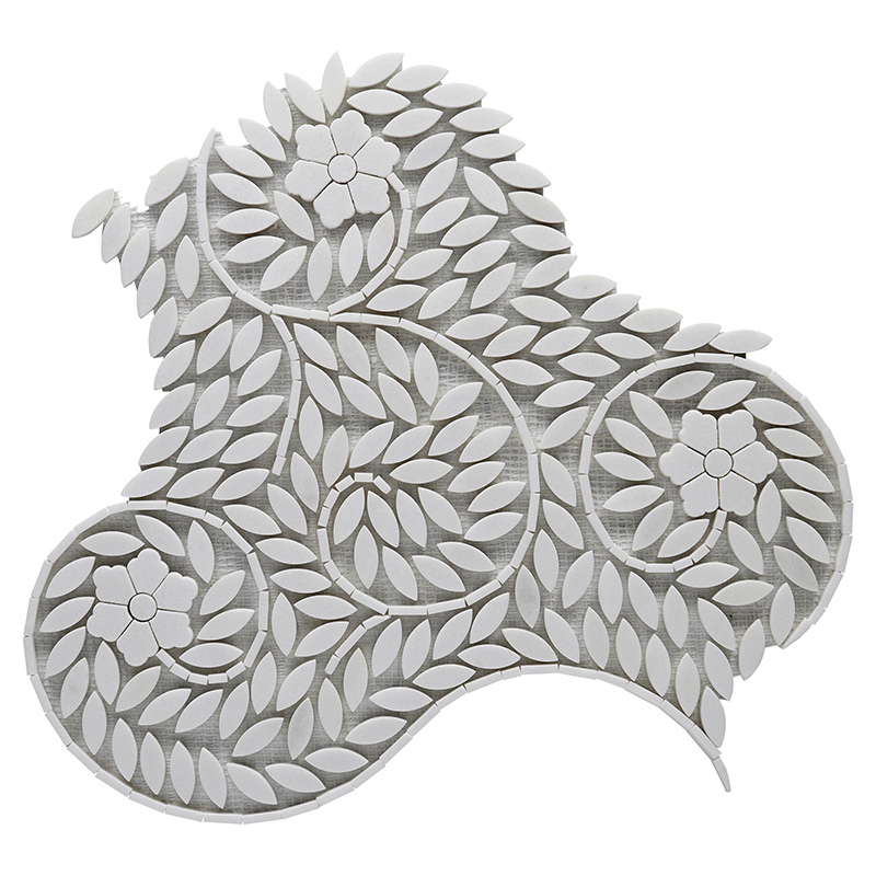 잎 모양 흰색 대리석 모자이크