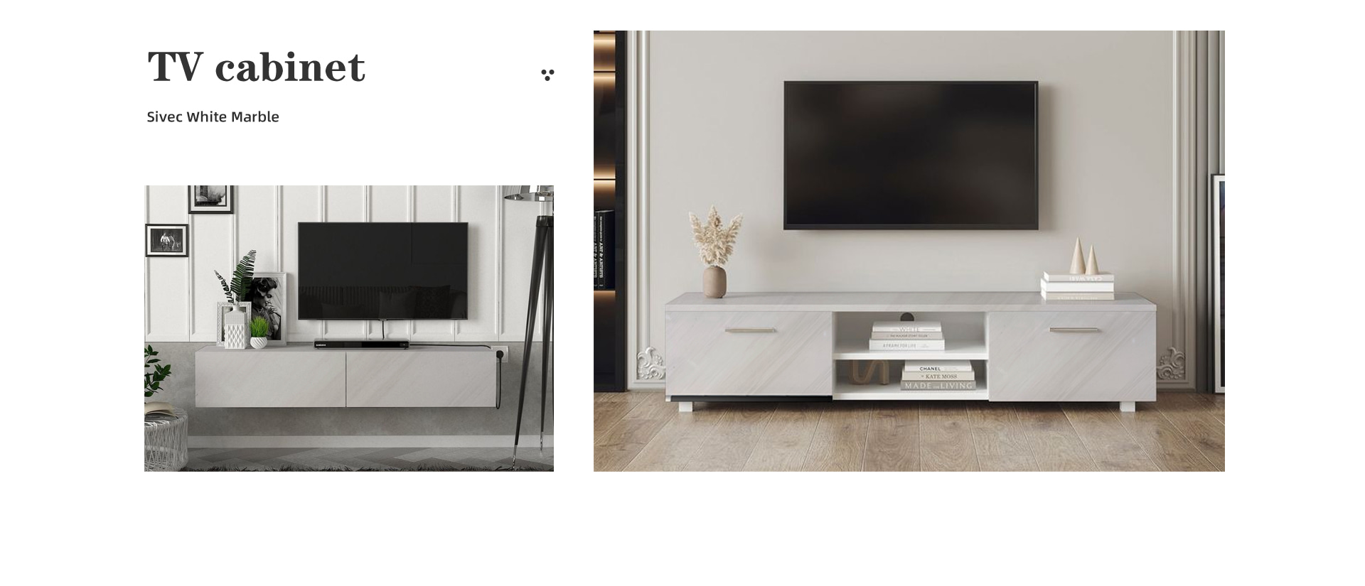 sivec white marble TV cabinet