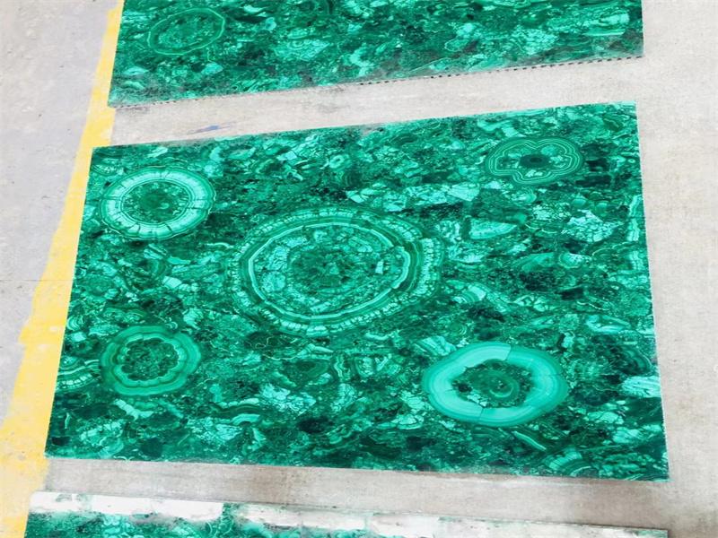 말라카이트 녹색 대리석 슬라브 준보석