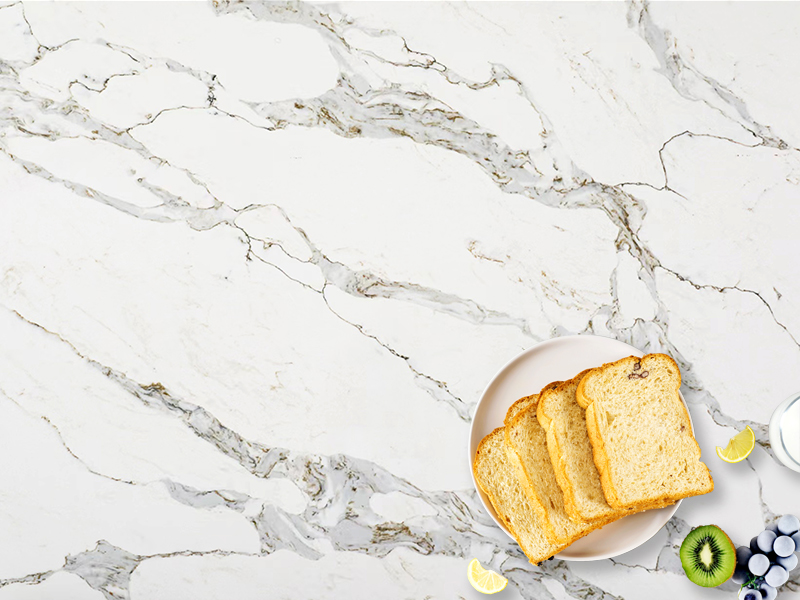 5092 Ferrari Calacatta White Quartz With Grey And Glod Veins